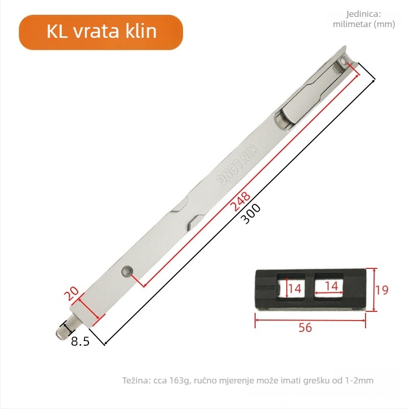 Aluminijska legura kvaka za krilna vrata sa skrivenim produženjem, s gornjim i donjim šipkama za staklena vrata
