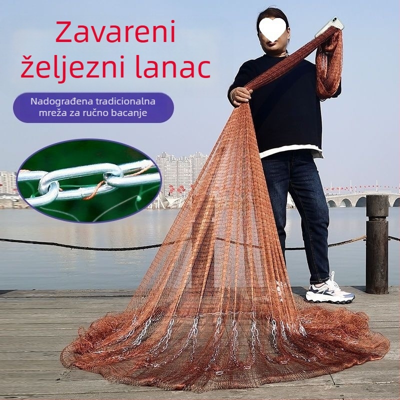Tradicionalna ručna mreža za bacanje, za vanjski ribolov, karbonsko vlakno