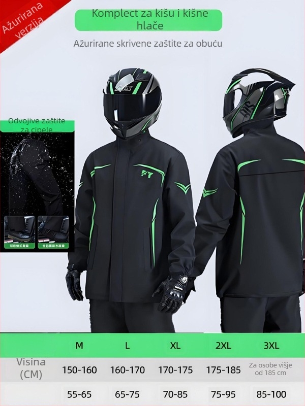 Ciklističko kišobran-pončo – podijeljeni dizajn, materijal Spring Pongee, PVC vodootporni sloj, unisex za odrasle