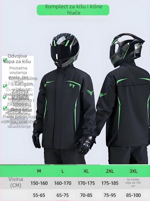 Ciklističko kišobran-pončo – podijeljeni dizajn, materijal Spring Pongee, PVC vodootporni sloj, unisex za odrasle