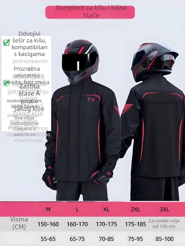 Ciklističko kišobran-pončo – podijeljeni dizajn, materijal Spring Pongee, PVC vodootporni sloj, unisex za odrasle