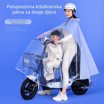 Pončo za motocikle i električna vozila za dvije osobe – prozirna PVC tkanina, debeli dizajn, 800 g