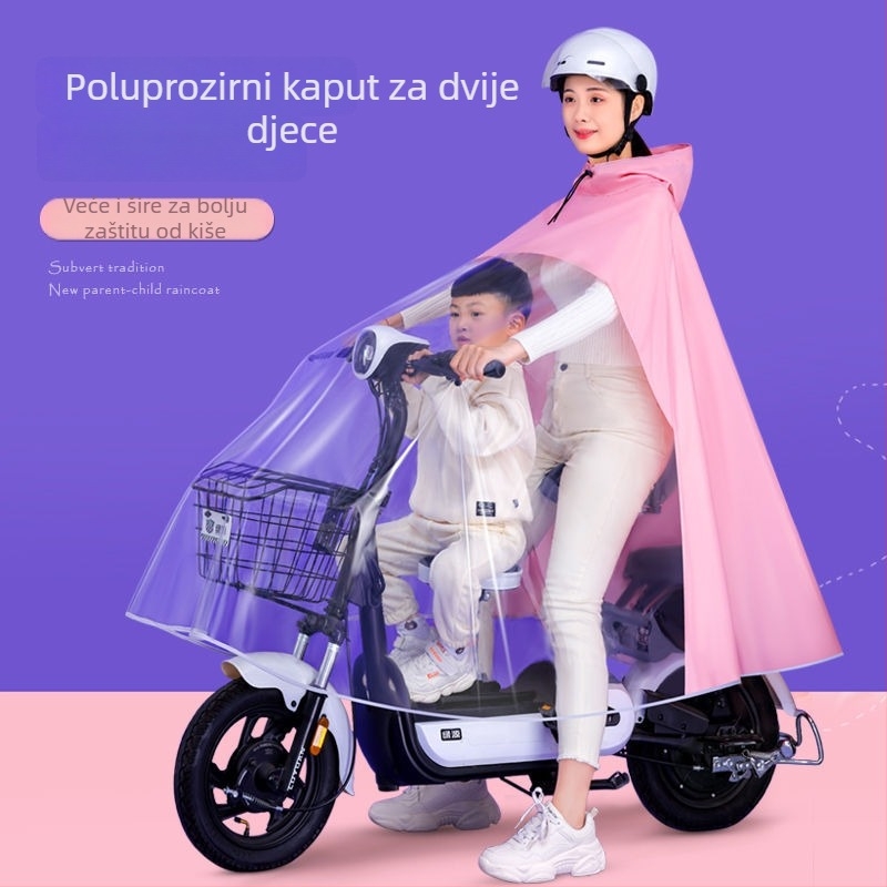 Pončo za motocikle i električna vozila za dvije osobe – prozirna PVC tkanina, debeli dizajn, 800 g
