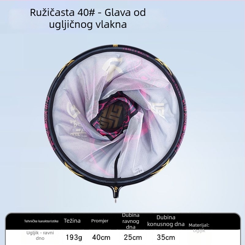 Glava mreže za lov s jednim prstenom, anti-snag dizajn, poliesterska mreža (nosivost 25 kg, dubina 25)