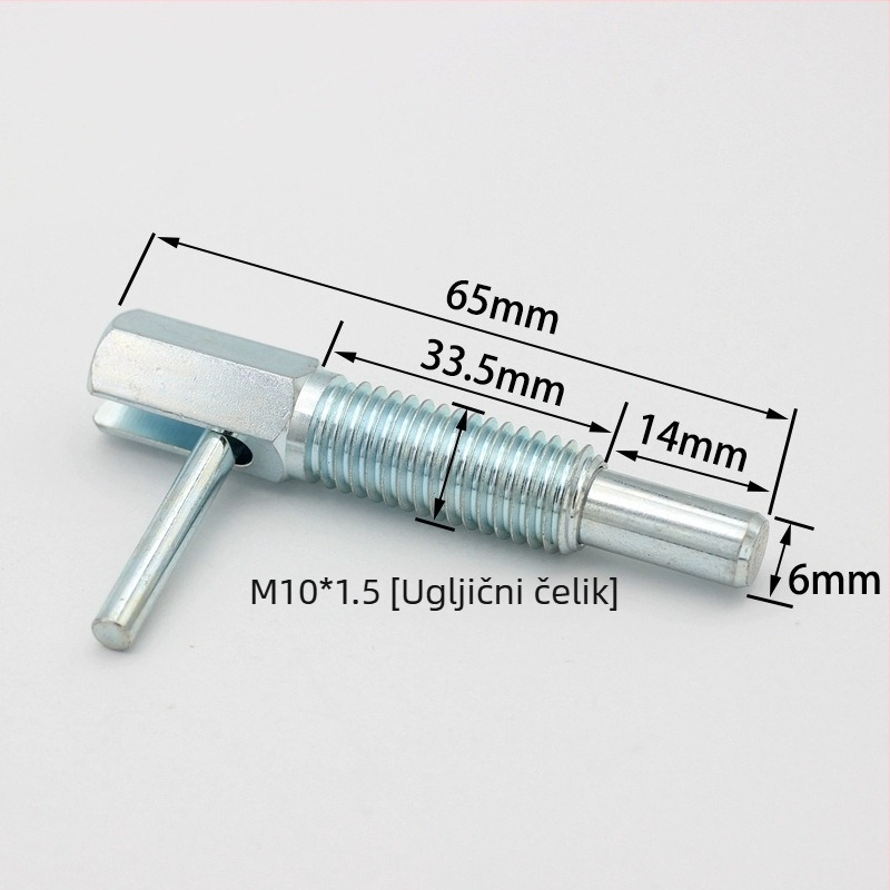 Indeksni pin, tip L, produžen, s grubim navojem, plunžer s gumbom i oprugom