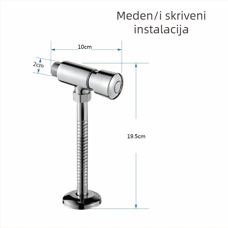 Bakreni urinalni ventil za ispiranje — skrivena i površinska montaža; Marka Hawker; Materijal: bakar; Radni tlak: 0.2–0.6 MPa; Vrijeme ispiranja: 3–6 s.