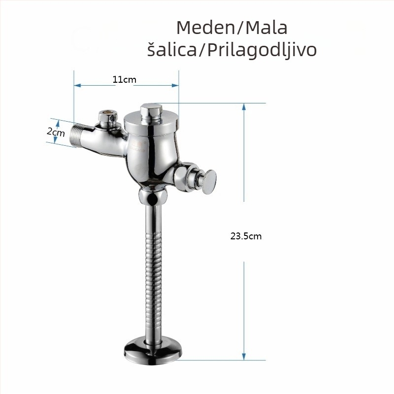 Bakreni urinalni ventil za ispiranje — skrivena i površinska montaža; Marka Hawker; Materijal: bakar; Radni tlak: 0.2–0.6 MPa; Vrijeme ispiranja: 3–6 s.