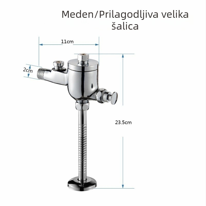 Bakreni urinalni ventil za ispiranje — skrivena i površinska montaža; Marka Hawker; Materijal: bakar; Radni tlak: 0.2–0.6 MPa; Vrijeme ispiranja: 3–6 s.