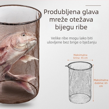 Glava mreže za lov ribe za velike ulove, mreža od ugljičnog vlakna, anti-hook dizajn, duboko mrežasto torbicu