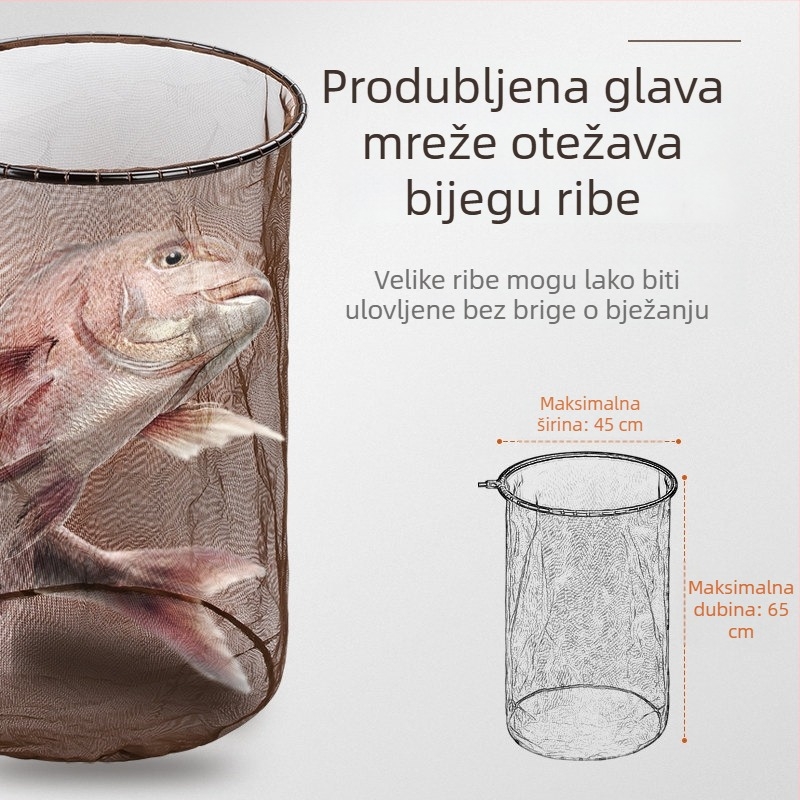 Glava mreže za lov ribe za velike ulove, mreža od ugljičnog vlakna, anti-hook dizajn, duboko mrežasto torbicu