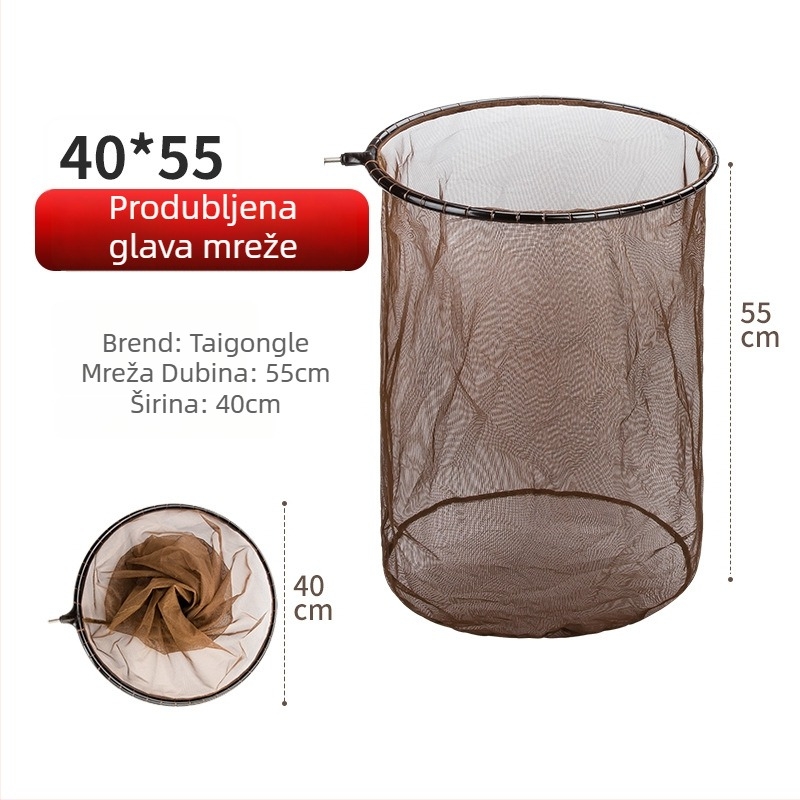 Glava mreže za lov ribe za velike ulove, mreža od ugljičnog vlakna, anti-hook dizajn, duboko mrežasto torbicu