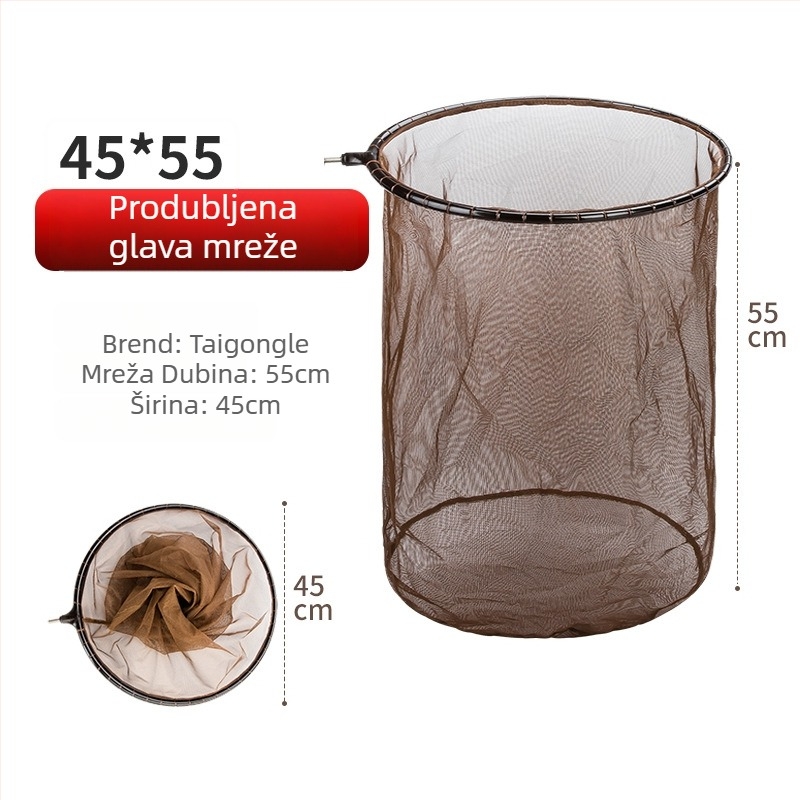 Glava mreže za lov ribe za velike ulove, mreža od ugljičnog vlakna, anti-hook dizajn, duboko mrežasto torbicu