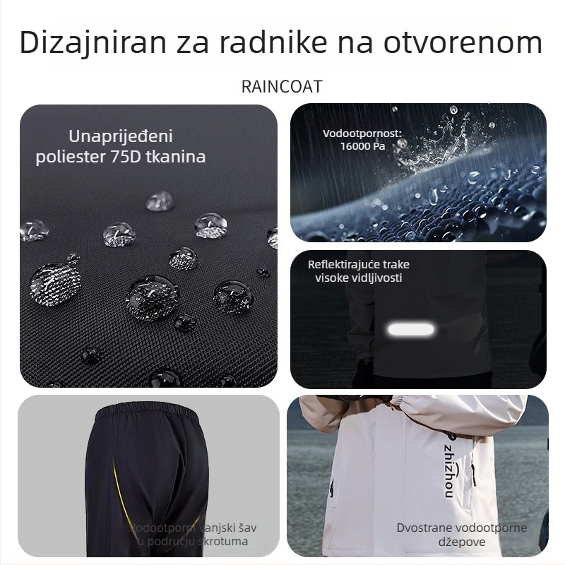 Podijeljeni kišobran za motocikl s hlačama za odrasle – vodootporni pončo od proljetne pongee tkanine, PVC ljepilo