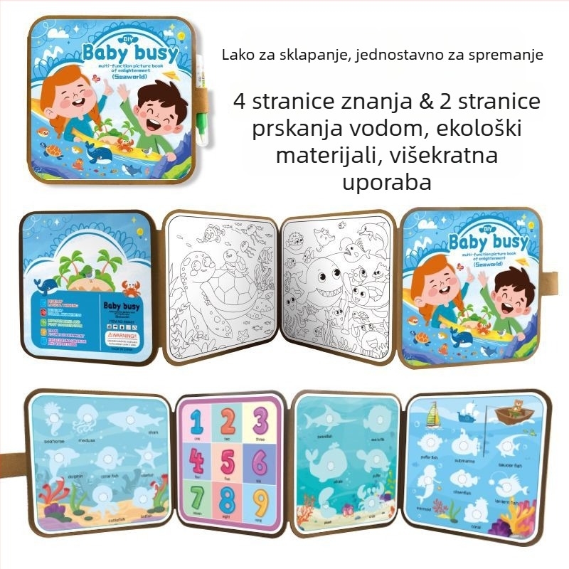 Tiha knjiga za rano obrazovanje i knjiga za crtanje vodom, sklopivi spremnik, papirnati puzzle, ravni puzzle, za djecu 4–6 godina, prilagodba logotipa