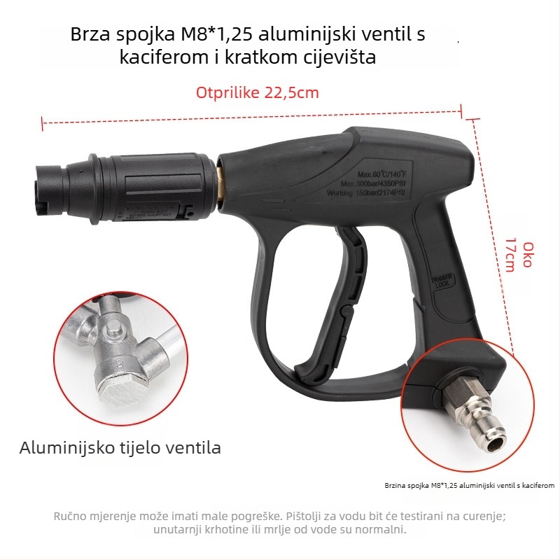 Glava visokotlačnog pištolja za pranje automobila, tip 380/58, plastična drška, težina 250 g