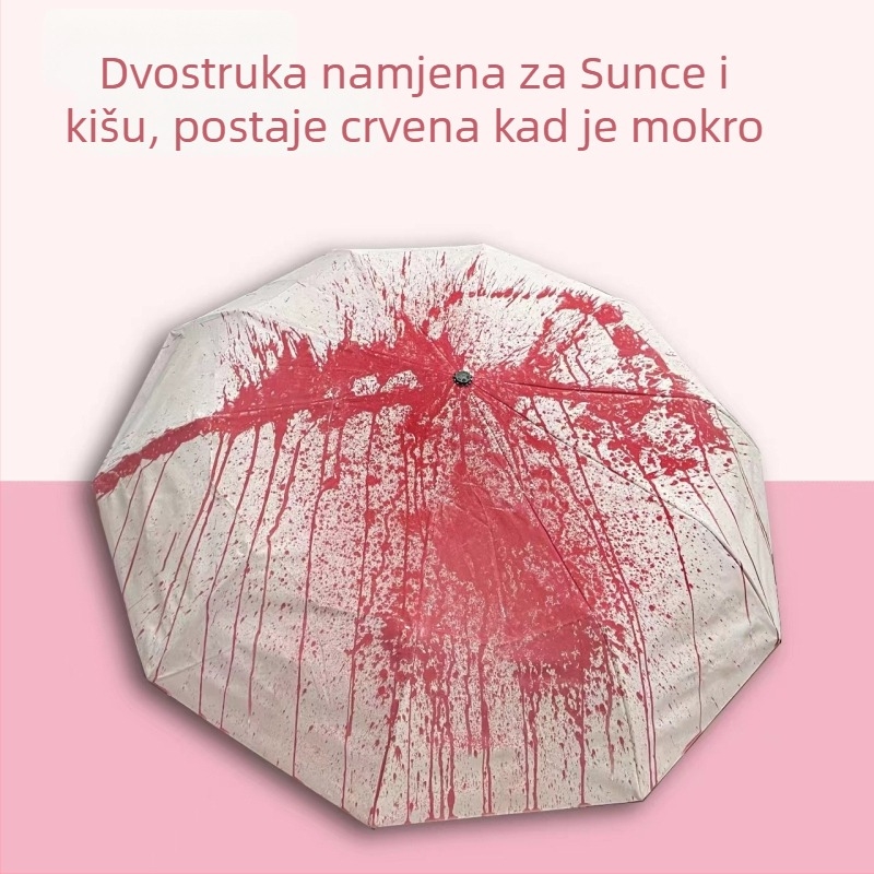 Kermit sklopivi kišobran s UV zaštitom UPF 50+, 210T poliester tkanina, 8 rebara, čelični štap