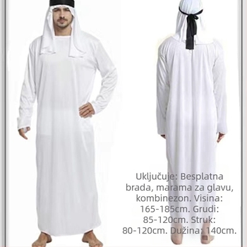 Scenski kostim princa za odrasle - unisex, bijela i crvena marama za glavu, poliester