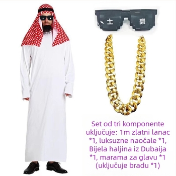 Scenski kostim princa za odrasle - unisex, bijela i crvena marama za glavu, poliester