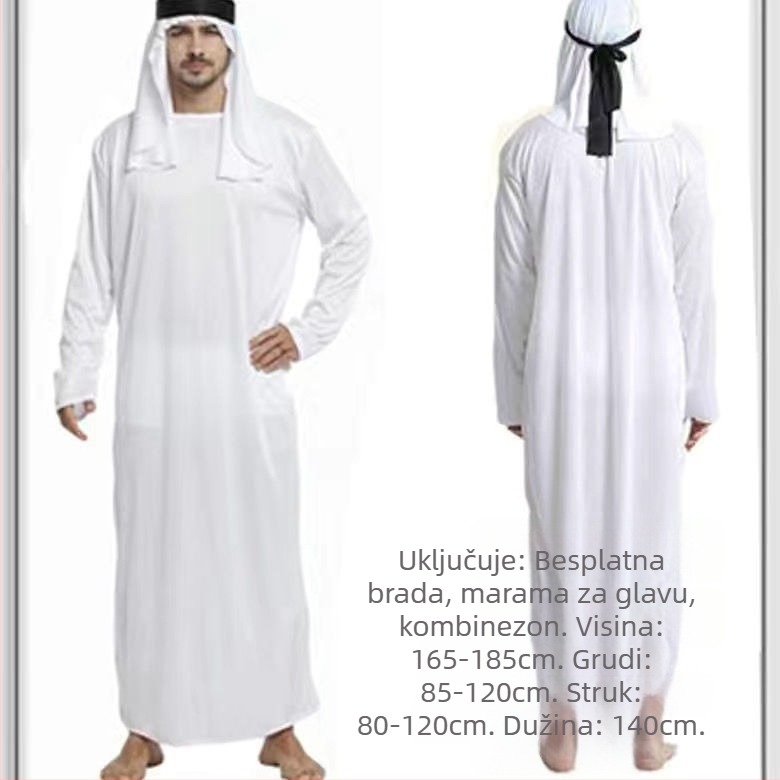 Scenski kostim princa za odrasle - unisex, bijela i crvena marama za glavu, poliester