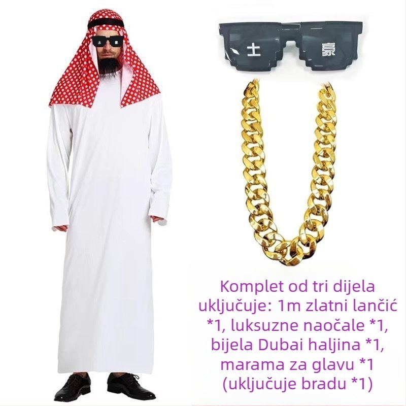 Scenski kostim princa za odrasle - unisex, bijela i crvena marama za glavu, poliester