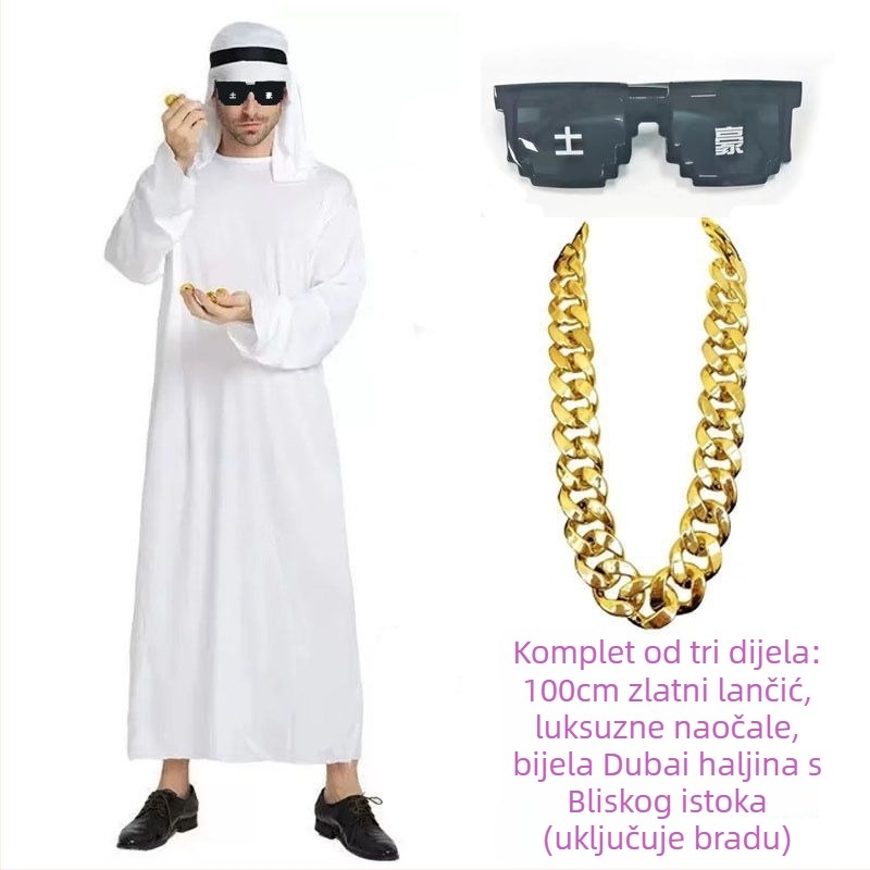 Scenski kostim princa za odrasle - unisex, bijela i crvena marama za glavu, poliester