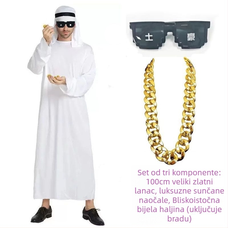 Scenski kostim princa za odrasle - unisex, bijela i crvena marama za glavu, poliester