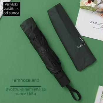 Ručni sklopivi reklamni kišobran s vinilnim premazom platna, okvir s 8 čeličnih rebara, čelična osovina, UPF 40+ UV zaštita i mogućnost tiska logotipa