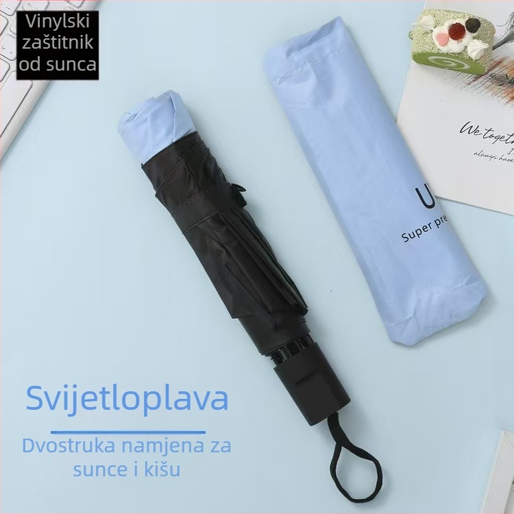 Ručni sklopivi reklamni kišobran s vinilnim premazom platna, okvir s 8 čeličnih rebara, čelična osovina, UPF 40+ UV zaštita i mogućnost tiska logotipa