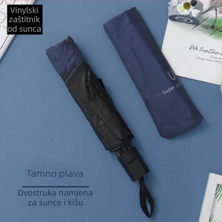 Ručni sklopivi reklamni kišobran s vinilnim premazom platna, okvir s 8 čeličnih rebara, čelična osovina, UPF 40+ UV zaštita i mogućnost tiska logotipa