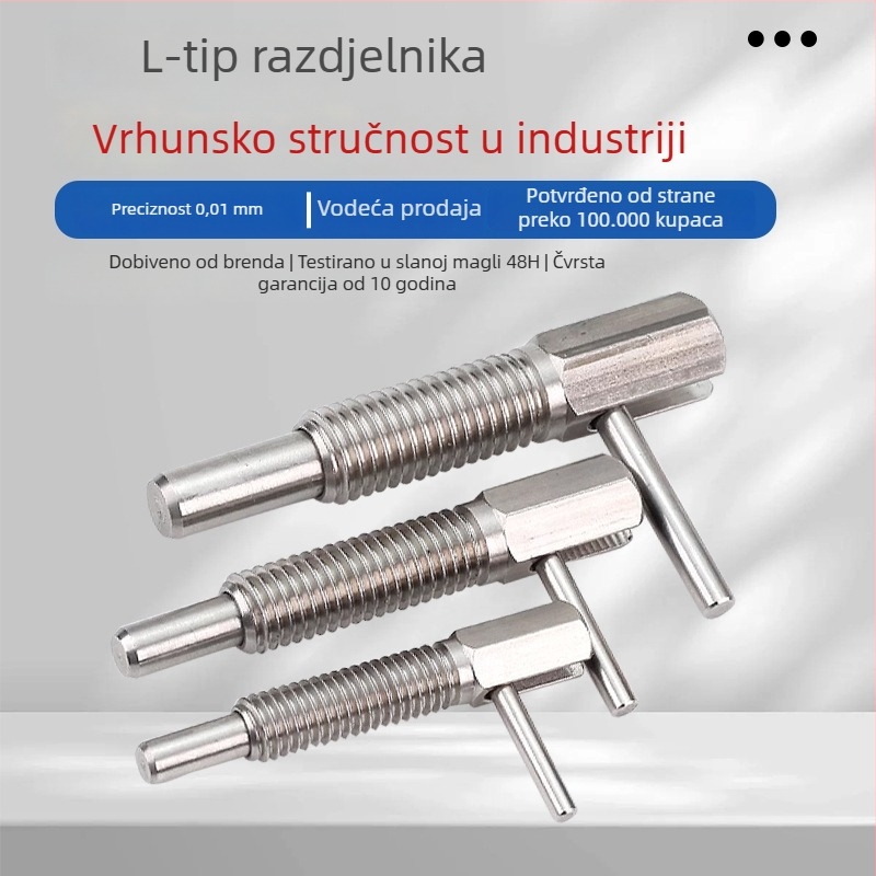 L-oblika gumbasti klizeći pin s indeksiranjem, standard LBLT/LBLTS, polirana površina, Precision aiming