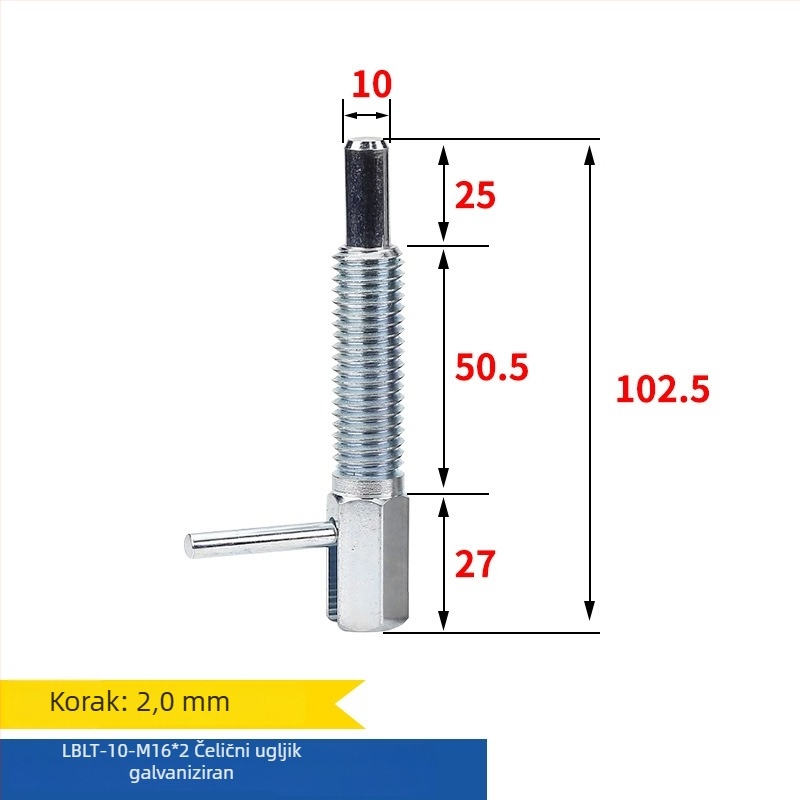 L-oblika gumbasti klizeći pin s indeksiranjem, standard LBLT/LBLTS, polirana površina, Precision aiming