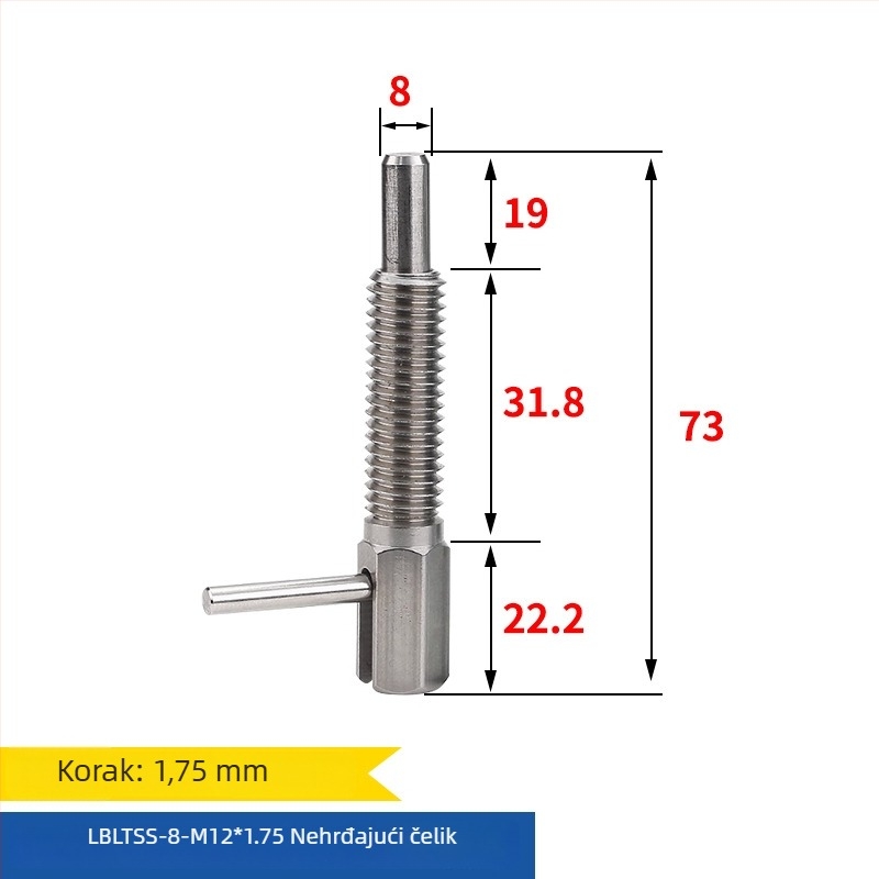 L-oblika gumbasti klizeći pin s indeksiranjem, standard LBLT/LBLTS, polirana površina, Precision aiming