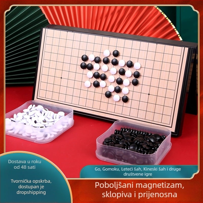 Magnetska Go i Gomoku sklopiva prijenosna ploča – edukativna igra za obitelj