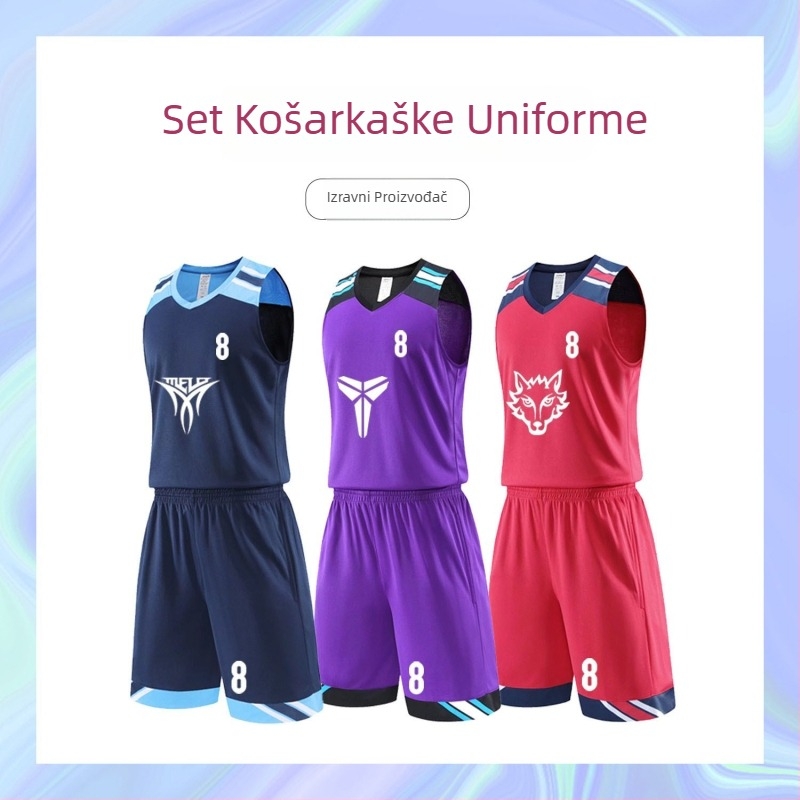 Skup dresova za košarku s prozračnom poliester tkaninom, 100% poliester, unisex odrasli, pogodan za treninge i utakmice košarke
