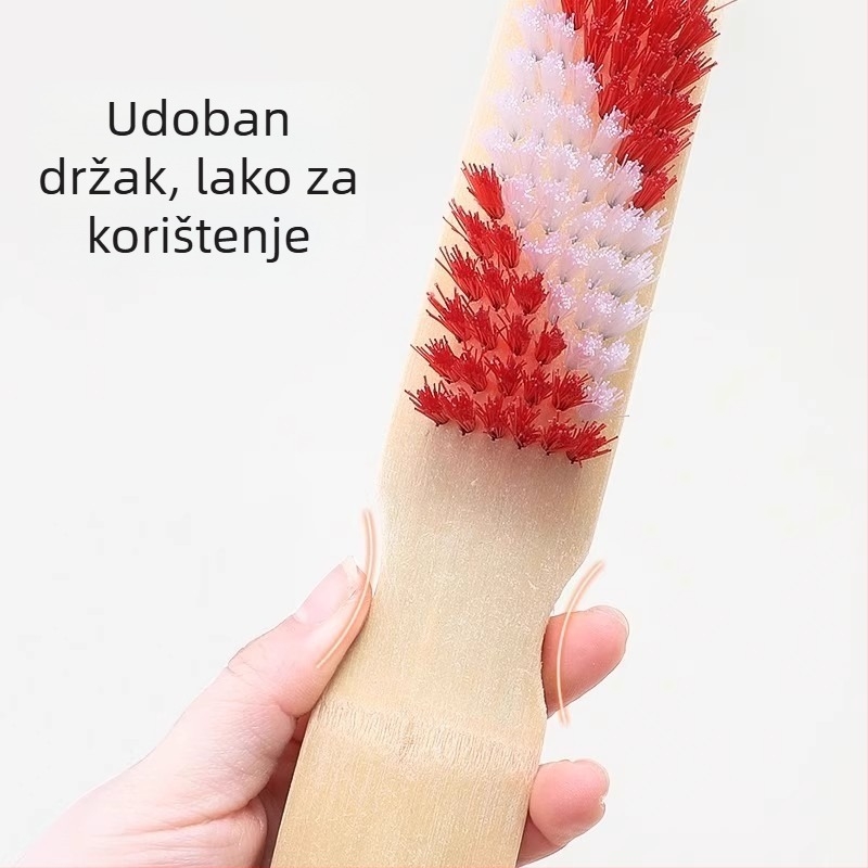Četka za cipele s dugačkim držalom, drvena bambus konstrukcija, tvrde dlačice – čišćenje i dezodorizacija