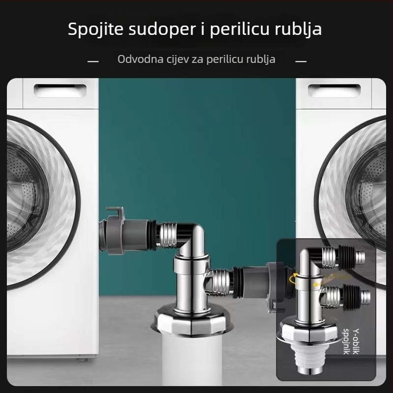 Kut odvodnja perilice rublja, ABS materijal, spoj za podni odvod, moderan minimalistički stil