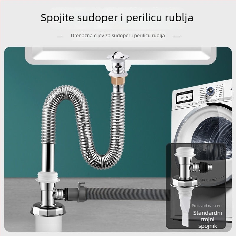 Kut odvodnja perilice rublja, ABS materijal, spoj za podni odvod, moderan minimalistički stil