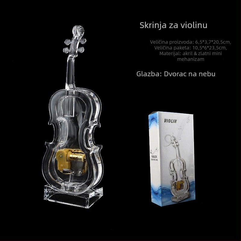Kristalna glazbena kutija s motivom klavira, jednostavan moderni stil, poklon pakiranje