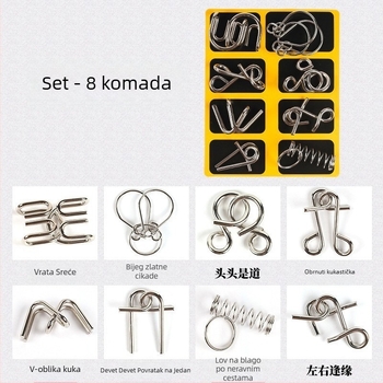 Puzzle s devet uzica za otključavanje, legura, DIY, 8 kom, za djecu 7–14 godina