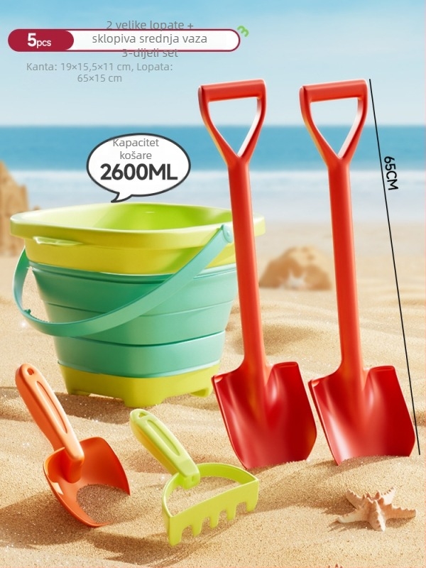 Set igračaka za pijesak na plaži: lopatica za kopanje, sklopiva kanta, plastika, za djecu 4–6 godina, Fengyu
