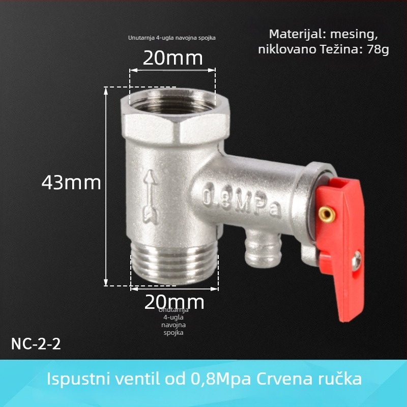 Bakreni sigurnosni ventil za bojler, Cisqu, jednosmjerni provjerni ventil, univerzalni reduktor tlaka, moderan jednostavan dizajn