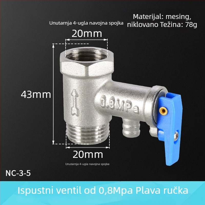 Bakreni sigurnosni ventil za bojler, Cisqu, jednosmjerni provjerni ventil, univerzalni reduktor tlaka, moderan jednostavan dizajn