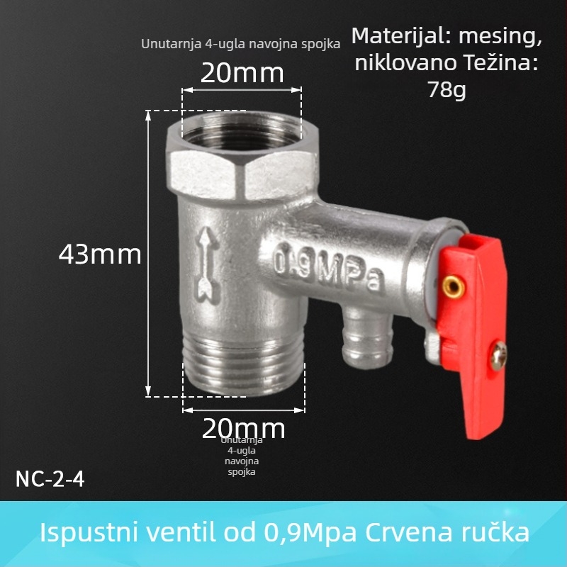 Bakreni sigurnosni ventil za bojler, Cisqu, jednosmjerni provjerni ventil, univerzalni reduktor tlaka, moderan jednostavan dizajn