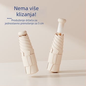 Sunčani kišobran s UV zaštitom, dvostruka upotreba za kišu ili sunce, kompaktni džepni dizajn, aluminijski okovi i cijev, plastična tkanina, gustoća 170T