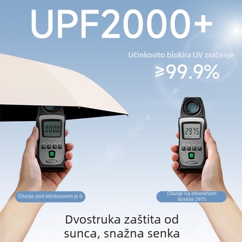 Sunčani kišobran s UV zaštitom, dvostruka upotreba za kišu ili sunce, kompaktni džepni dizajn, aluminijski okovi i cijev, plastična tkanina, gustoća 170T