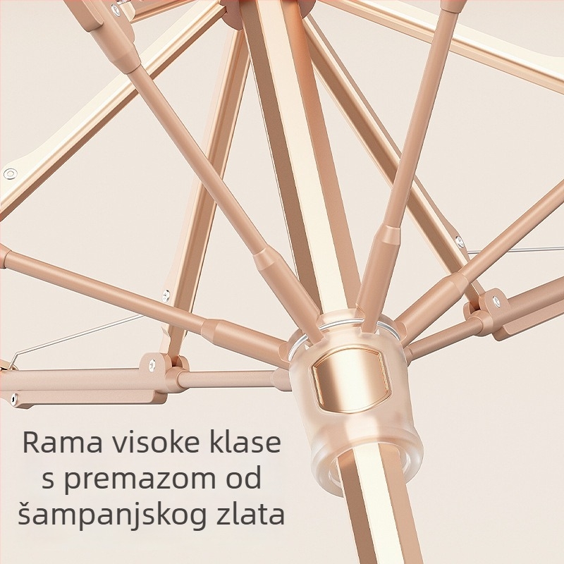 Sunčani kišobran s UV zaštitom, dvostruka upotreba za kišu ili sunce, kompaktni džepni dizajn, aluminijski okovi i cijev, plastična tkanina, gustoća 170T