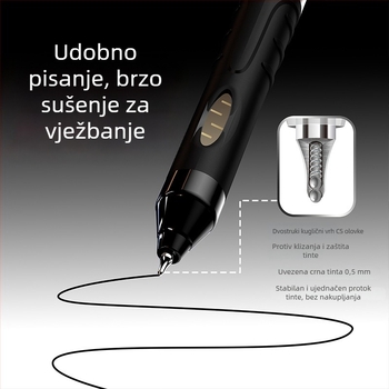Gel olovka s tajmerom za ispite, izvlačni mehanizam, plastično kućište i vrh, zatvaranje pritiskanjem