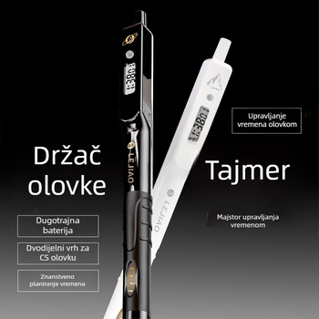 Gel olovka s tajmerom za ispite, izvlačni mehanizam, plastično kućište i vrh, zatvaranje pritiskanjem