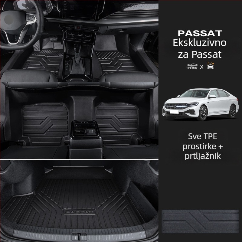 Passat 2025 set prostirki za pod s pragom, prilagođeno za pet sjedala, otisak logotipa, šifra proizvoda 6823H886815Z14