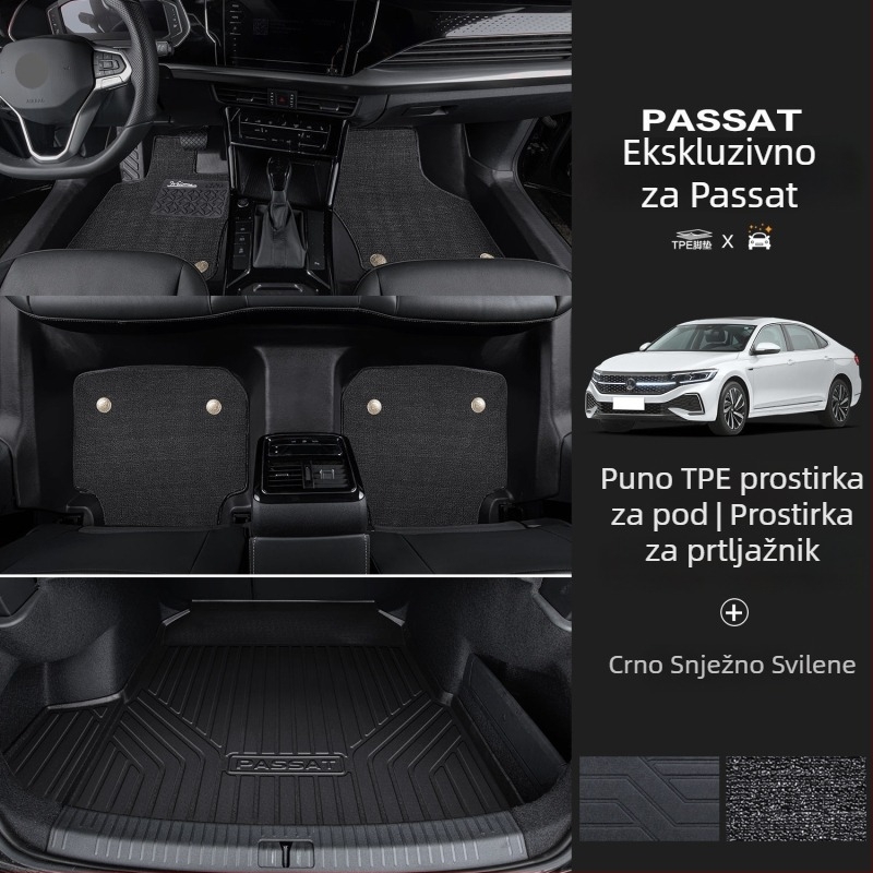 Passat 2025 set prostirki za pod s pragom, prilagođeno za pet sjedala, otisak logotipa, šifra proizvoda 6823H886815Z14